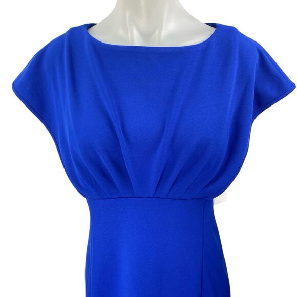 NEW Calvin Klein Women Blue Cap Short Sleeve Boat Neck Mini Sheath Dress Size 4 - Picture 4 of 6